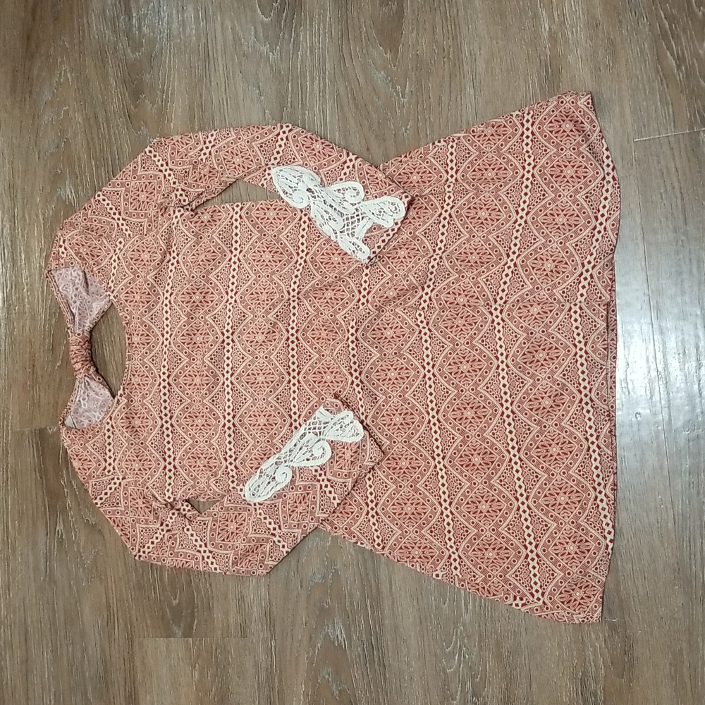 (M) PINKBLUSH Aztec Bohemian Vacation Travel Coastal Cutout Dress Beach Pretty